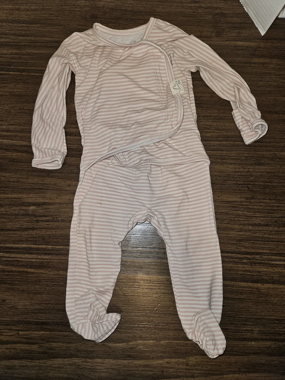 Soft Pink Stripe Footed One-Piece - Cozy Wrap Front